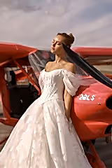 Daphne 24 Havuz Yaka Prenses Model Gelinlik - Mediha Cambaz Bridal