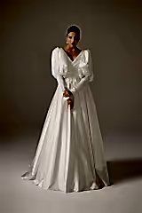 Ella Gigot Kol Saten Sade A Kesim Gelinlik - Mediha Cambaz Bridal