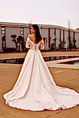 Nadia Fransız Dantel Uzun Kollu A Kesim Gelinlik - Mediha Cambaz Bridal