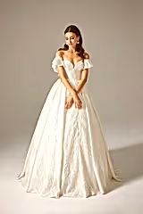 New ZB Saten M-Kalp Yaka Prenses Model Gelinlik - Mediha Cambaz Bridal