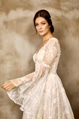 Paris Dantel Trompet Kol A Kesim Gelinlik - Mediha Cambaz Bridal