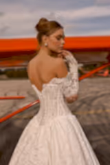 Ragetti Fransız Dantelli Havuz Yaka A Kesim Gelinlik - Mediha Cambaz Bridal