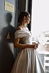 Tirinity Madonna Yaka A Kesim Saten Gelinlik - Mediha Cambaz Bridal